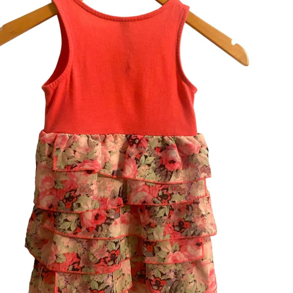 Jessica Simpson girls ruffle‎ dress sz 4T coral and floral